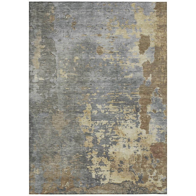Tapis intérieur lavable abstrait taupe 5 pi x 8 pi