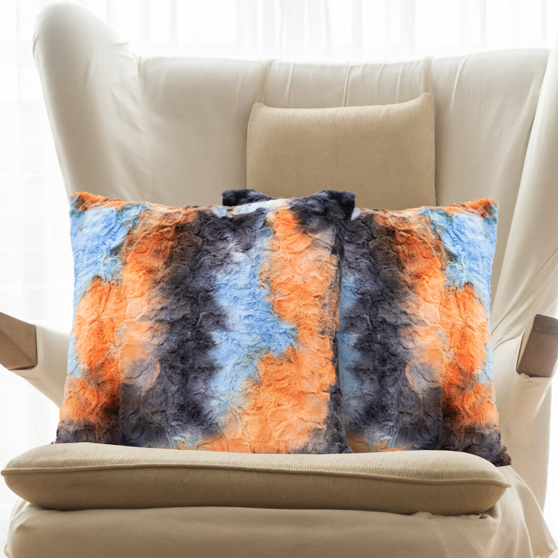 Multicolored Faux Fur 18" x 18" Throw Pillow Set