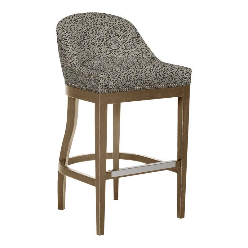 Calloway Upholstered Bar Stool with Solid Wood Frame, Nadia Eclipse, Hampton