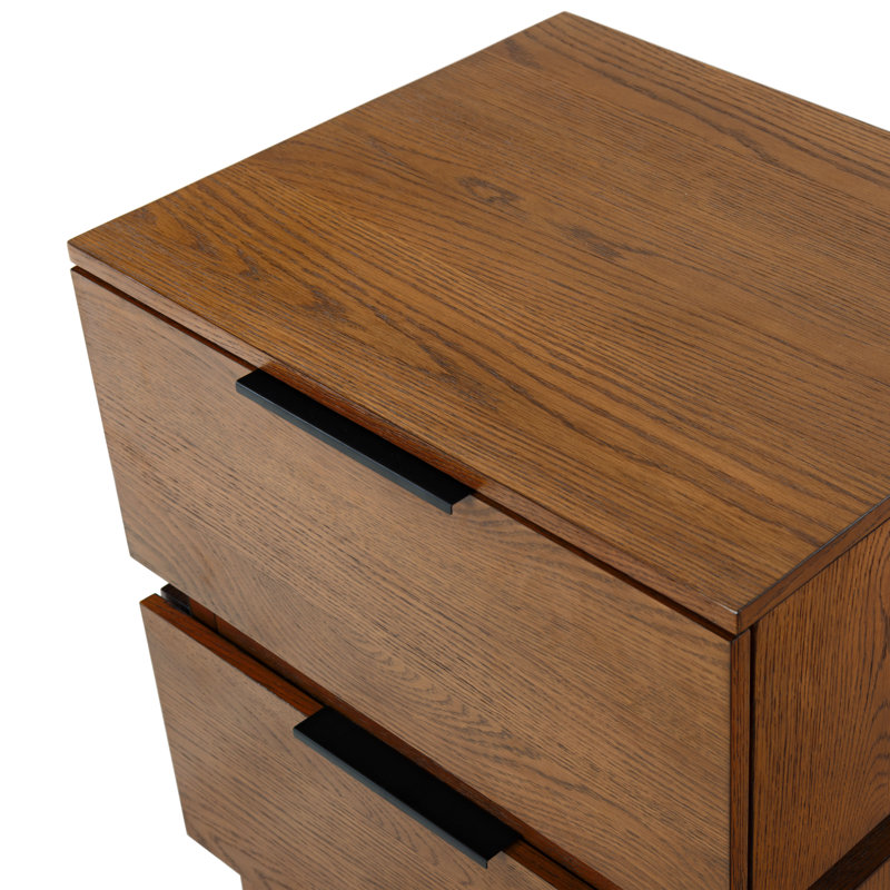 Titus 2 Drawer Nightstand, Medium Oak
