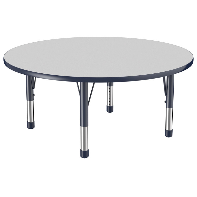 Table ronde à hauteur réglable, 48", Gris / bleu marine, Épais