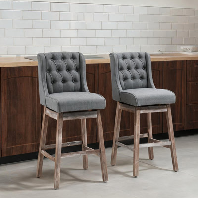 Table de salle à manger de 48,8 x 57,9 x 110 cm, ensemble de deux tabourets de bar en lin beige, structure en lin (100 % polyester) et mousse, capacité de charge de 150 kg