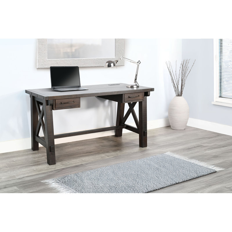  Vivian Writing Desk with Power Plug, Brown