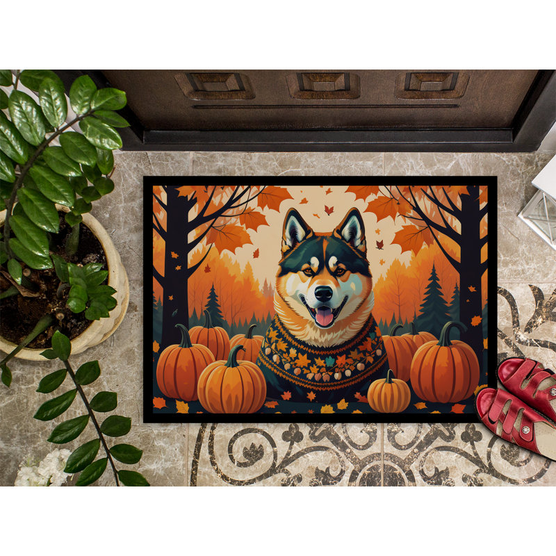 Akita Fall Indoor or Outdoor Mat, L 18 po x L 27 po