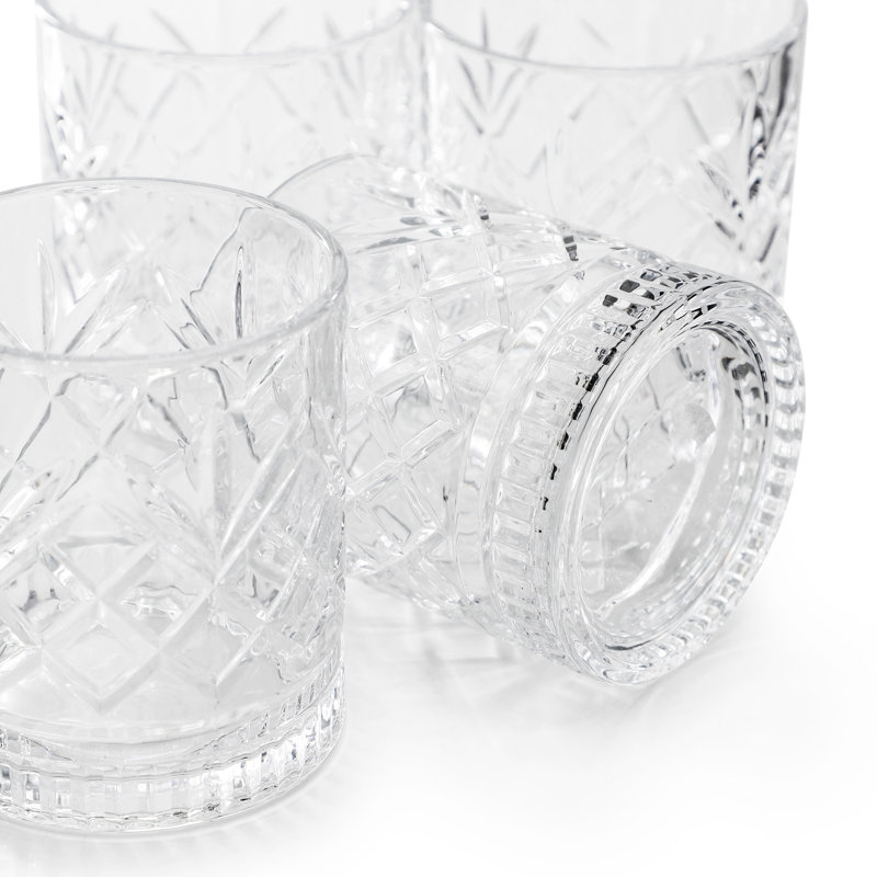 Wrought Studio™ 4 Piece 13 Ounce Diamond Embossed Double Old Fashioned Glassware Set