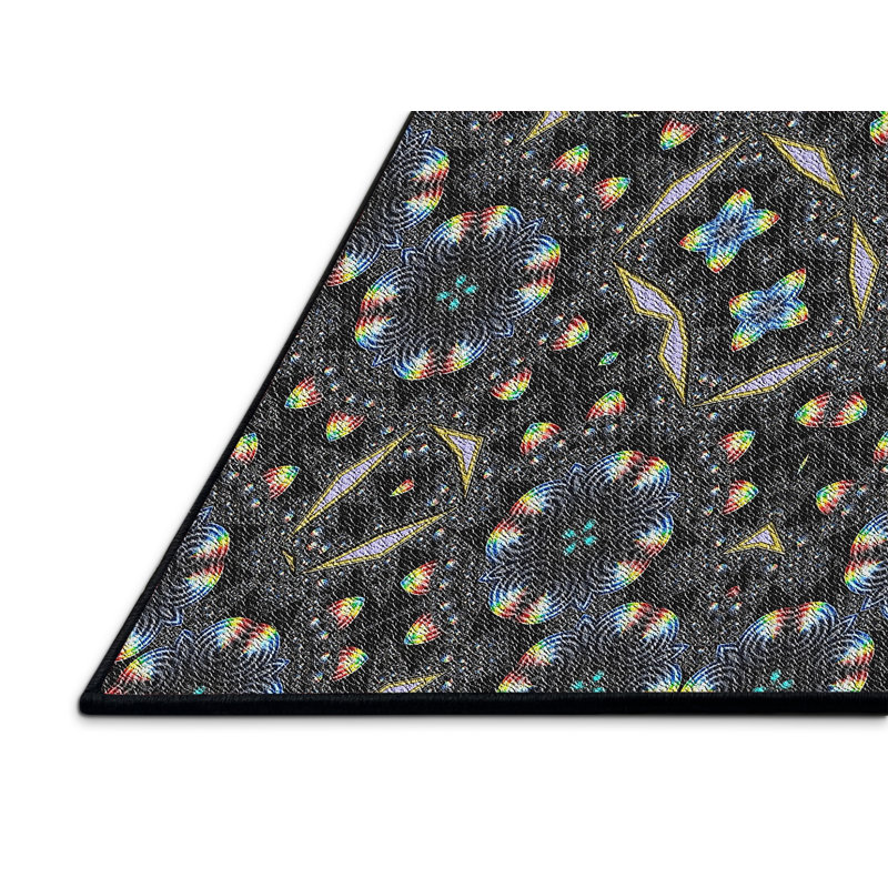 Noir Tapis décoratif, Rectangle 5 pi x 7 pi