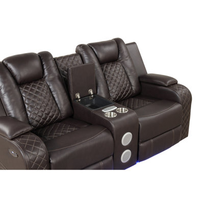 Ensemble de 2 fauteuils inclinables électriques DEL Cecelio en similicuir