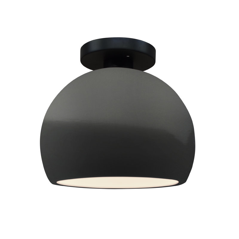 Plafonnier semi-encastré Radiance, H 7 po x l 7 po x P 7 po, Gris brillant, Noir mat