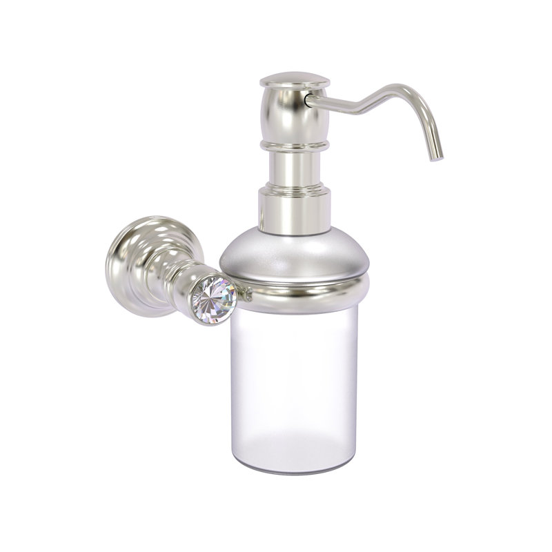 Distributeur de savon mural en cristal Gavin, Nickel satiné