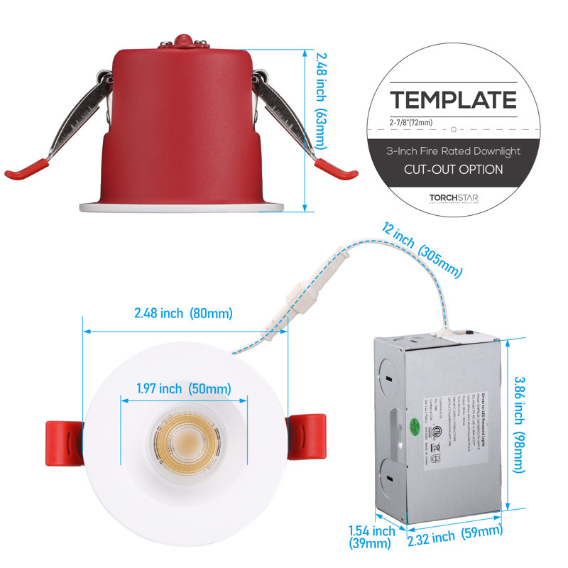 Éclairage encastré à DEL 3 pouces 8W, 8 W