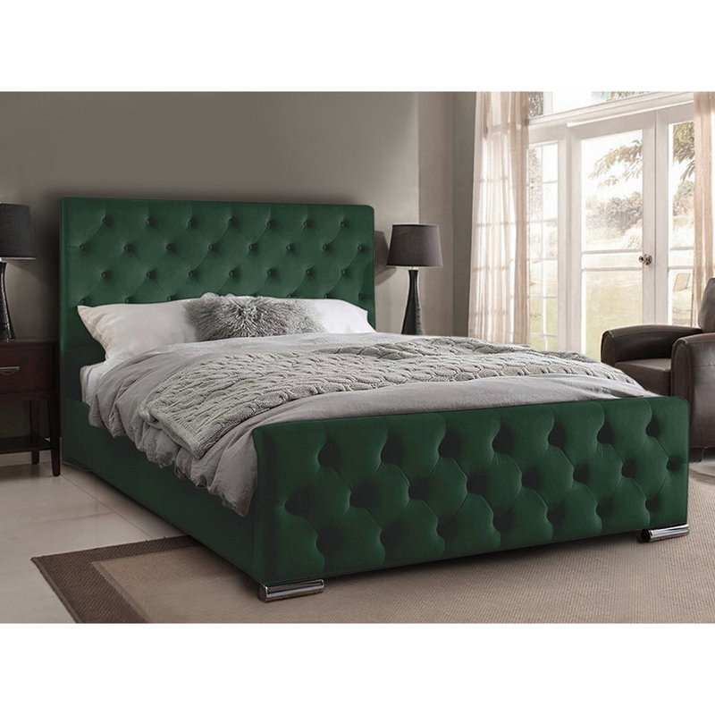 Carlos Upholstered Bed Frame, Emerald, Double (4'6)