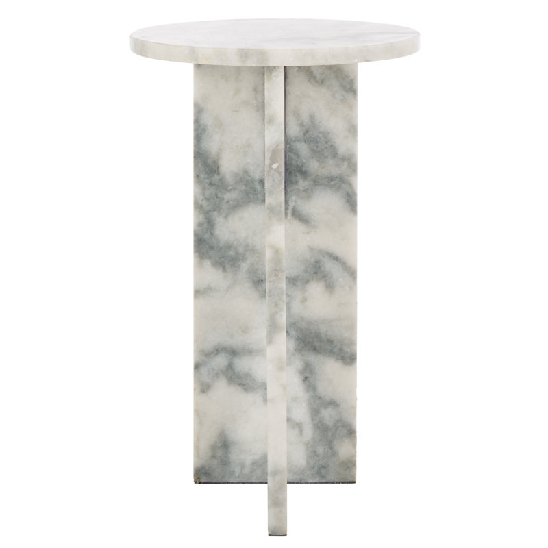 Devlin Marble Drink Table, White