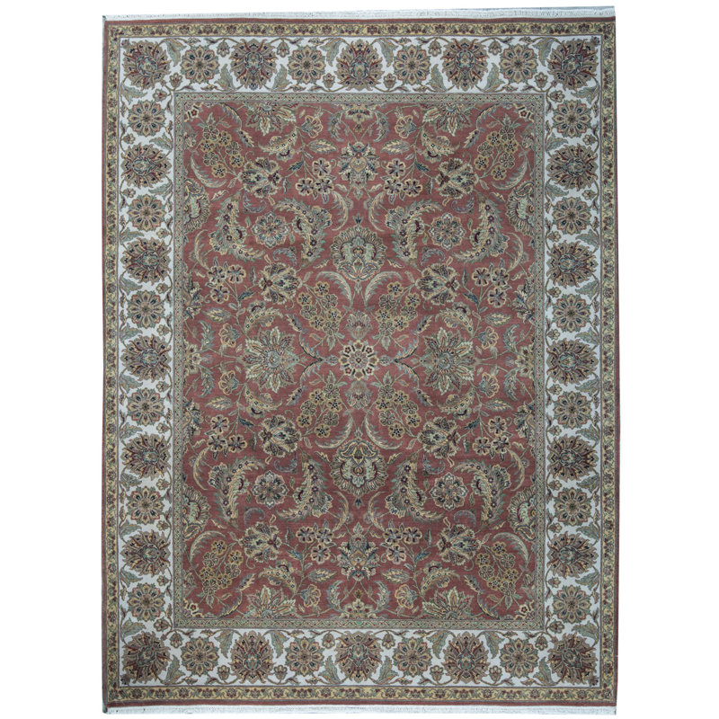 Tapis rouille et ivoire de haute qualité noué à la main Trinity