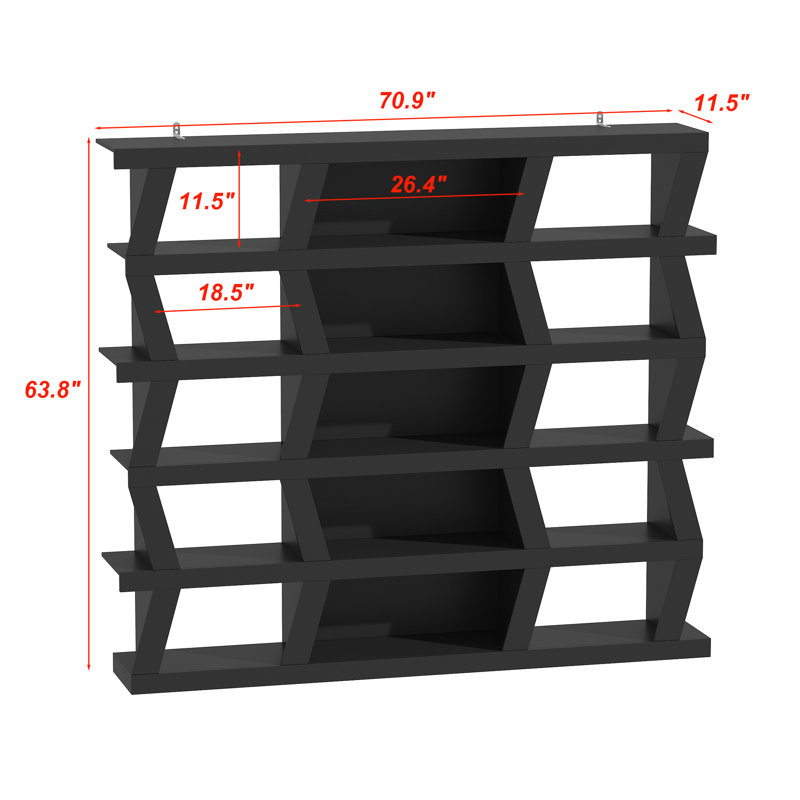 70.9'' W Black Wooden 6-Layer Kitchen Rack