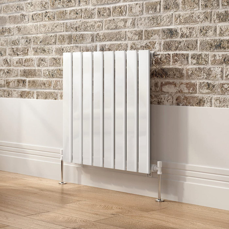 iBathUK Belgravia Horizontal Single Slim Flat Panel Radiator, White, 60cm H x 60.8cm W x 5.2cm D