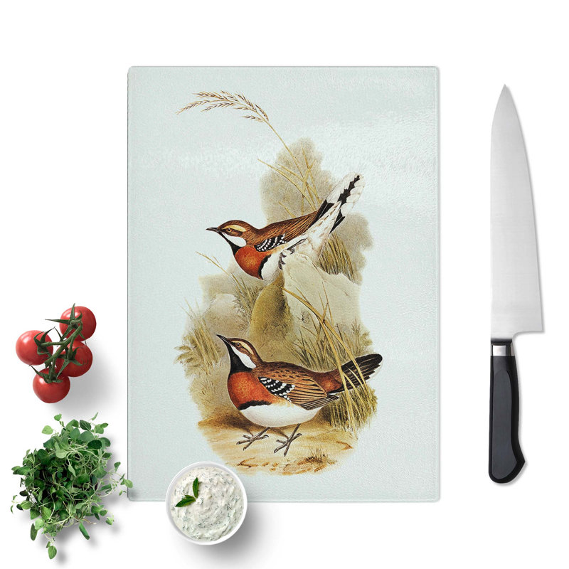 Tempered Glass Chestnut Breasted Ground Thrush by Elizabeth Gould Chopping Board, 39cm W x 28.5cm L