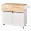 Îlot de cuisine roulant avec rangement, chariot de cuisine avec plateau en bois d'hévéa, tiroir spacieux avec cloison et support de rangement interne, îlot de cuisine sur roulettes avec support de tour réglable-274610353