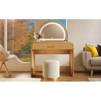 Meuble-lavabo de 39 po avec miroir à écran tactile éclairé et tiroir pour la chambre à coucher, design élégant et fonctionnel