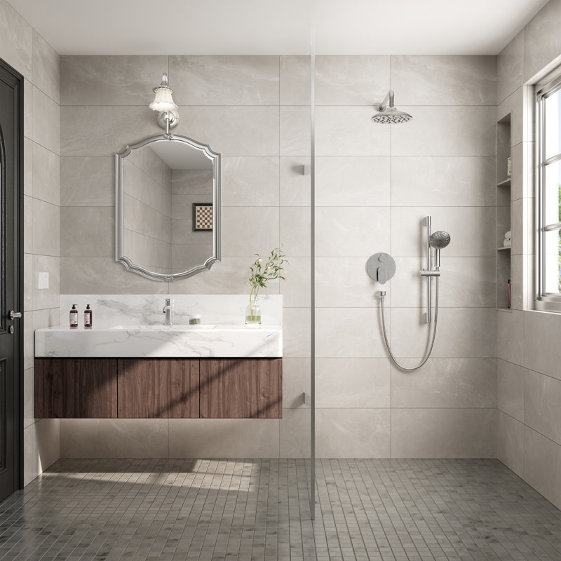 Brushed Nickel Adjustable Multi-Head Rain Shower System