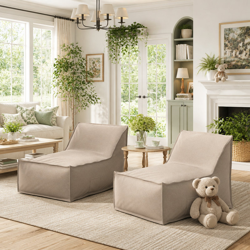 Fauteuil à billes d'extérieur, beige, ensemble de 2