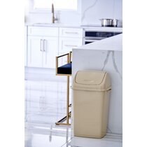 13 gal. Beige Plastic Swing Top Trash Can