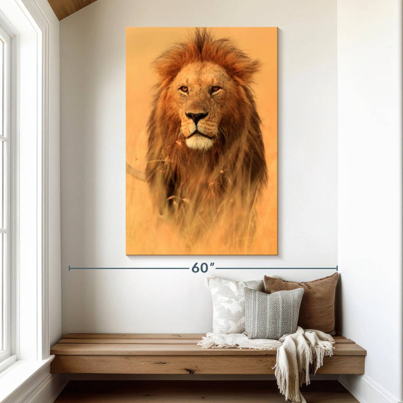 Brampt Watchful Savannah Lion, 51" H x 34" W