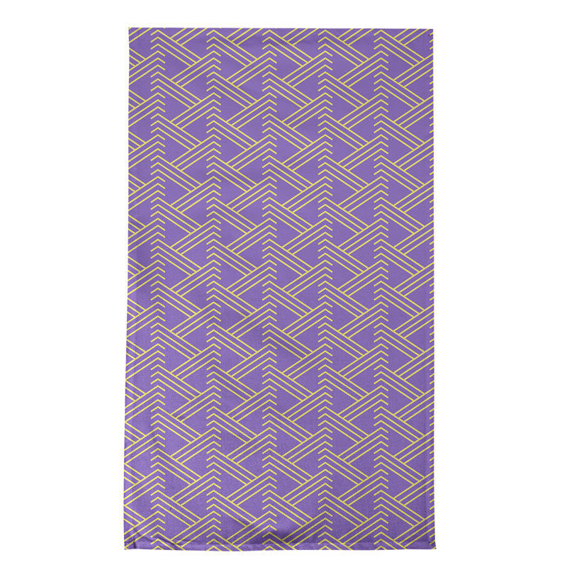 Torchon à thé zigzag classique, Jaune / Mauve, Croisé en coton