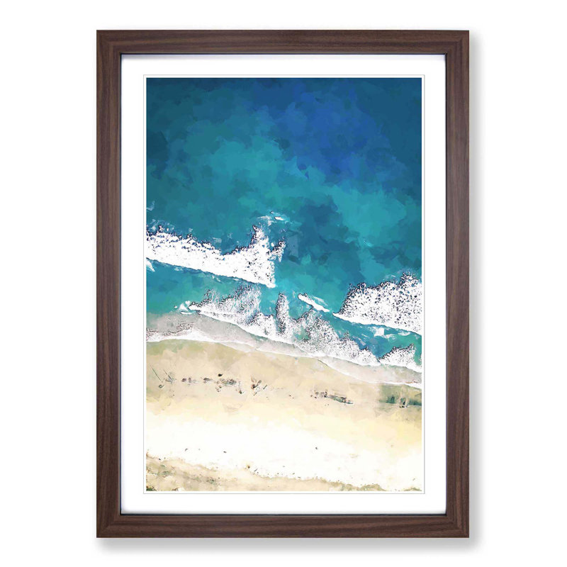 Blacks Beach in San Diego in Abstract - Picture Frame Graphic Art Print, 87cm H x 62cm W x 2cm D, Walnut Framed
