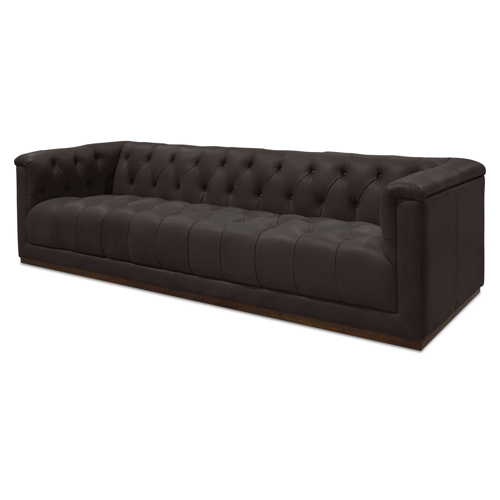 Joelle 84" Genuine Leather Tufted Sofa, Deep Brown