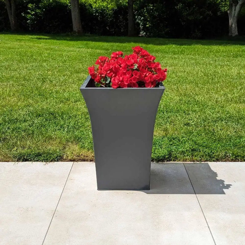 Blizzard Metal Planter Box, 49cm H x 35.5cm W x 49cm D, Grey