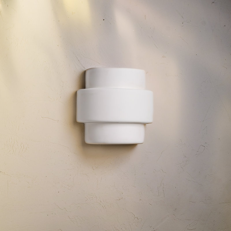 Chiyeko Ceramic Wall Light, LED Bulb Included, White, 10" H x 10" W x 6" D