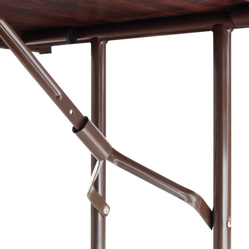 Mahogany Rectangular Folding Table with Steel Legs