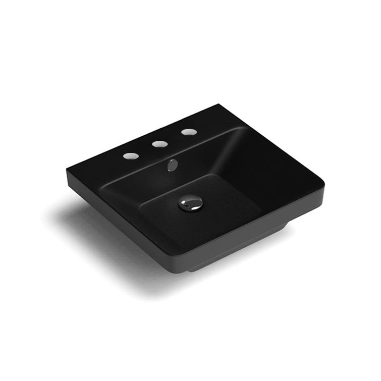 WS Bath Collections 18.1'' Ceramic Rectangular Drop-in Bathroom Sink with Overflow
