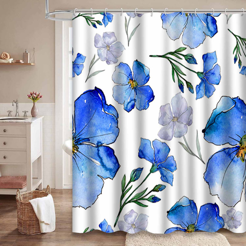 Rideau de douche à 12 crochets Floral Botanical Flower, L 72 po x l 72 po
