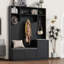 Portemanteau élégant avec solutions de confort et de rangement, armoire à chaussures fonctionnelle avec banc et coussin, portemanteau moderne avec crochets-602081136