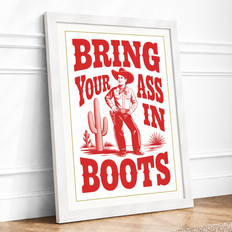 Bring Your Boots West Retro - Print, A1 - 84.1 x 59.4 cm, White
