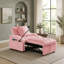 Fauteuil-lit convertible 3 en 1, canapé-lit inclinable réglable avec port de charge USB-A et Type-C, support pour téléphone, poche de rangement latérale, tissu de velours doux pour le salon, la chambre à coucher-69500728