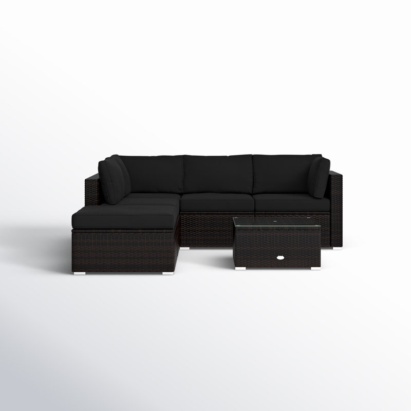 Planada 5 - Person Patio Conversation Set with Cushions, Black