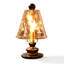 Petite lampe de table moderne en bois massif brun avec abat-jour en verre pour le salon de la chambre à coucher, ampoule incluse