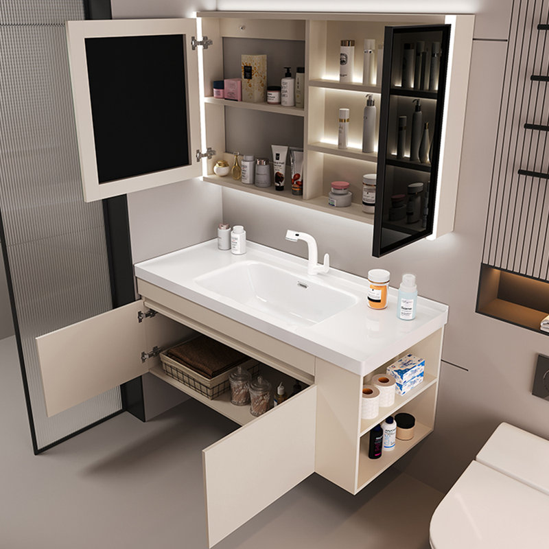 Cream-style minimalist bathroom cabinet