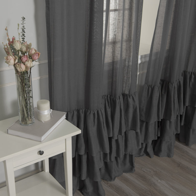 Panneau coulissant semi-transparent Neuville Ruffle, Gris foncé
