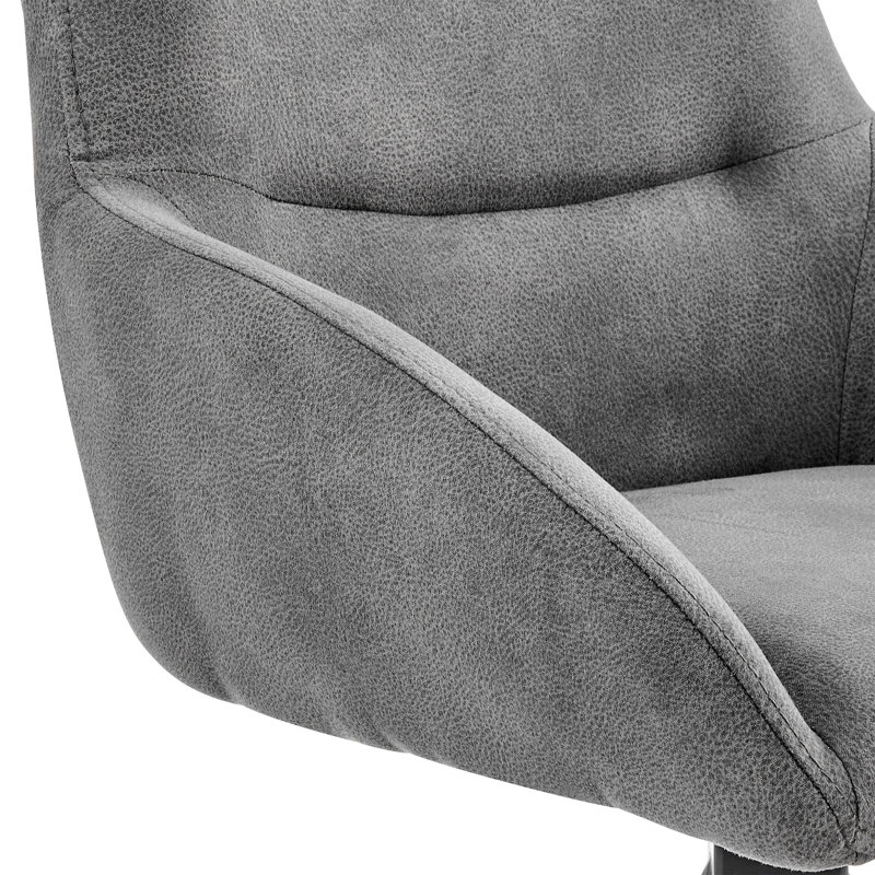 Tabouret de bar en tissu gris anthracite et finition noire, Tabouret de comptoir (siège d'une hauteur de 26 p, 2