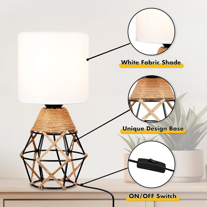 Ensemble de 2 lampes de table de table tissées avec table de ...
