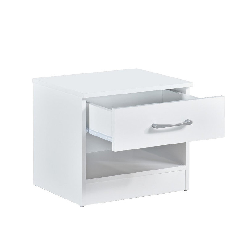 Pair Of Highbury 1 Drawer Open Shelf Bedside Tables, White