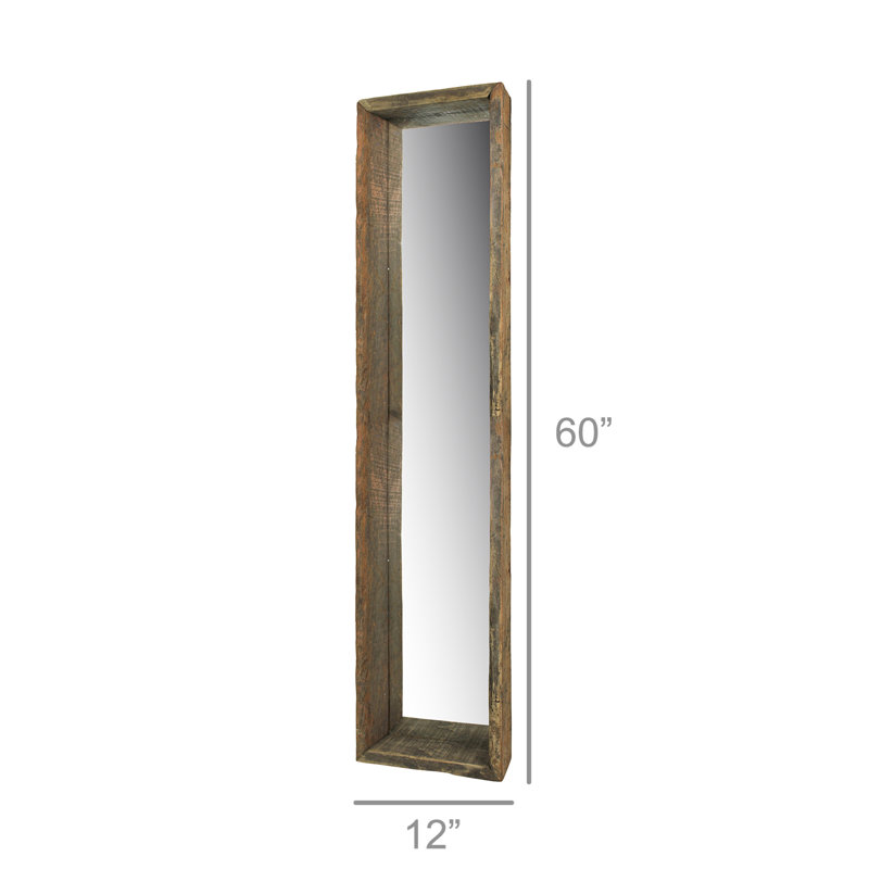 Natural Framed Full Length Hanging Mirror, 60" x 12"