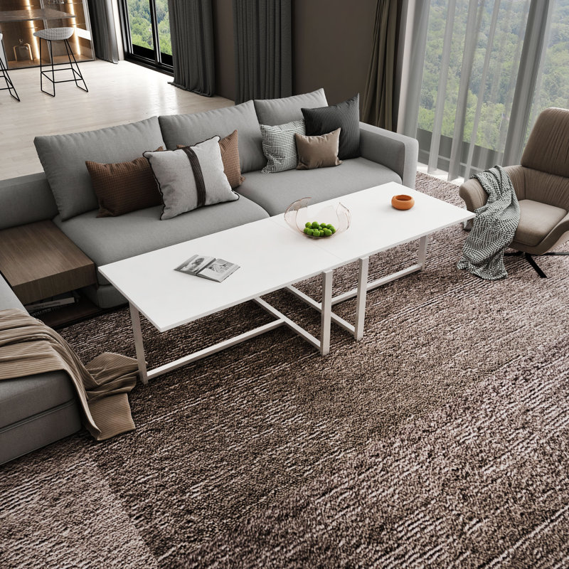 Geometric Coffee Table, White, White