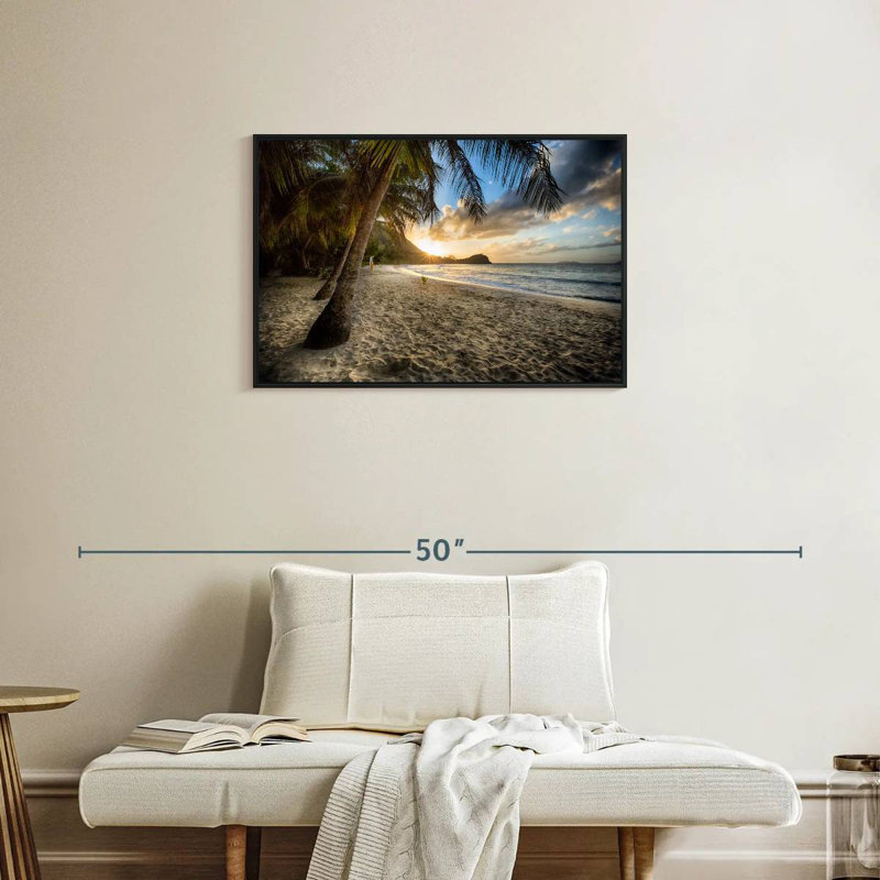 Scénique côte des Caraïbes, Cadre flottant noir, 31 po x 21 po
