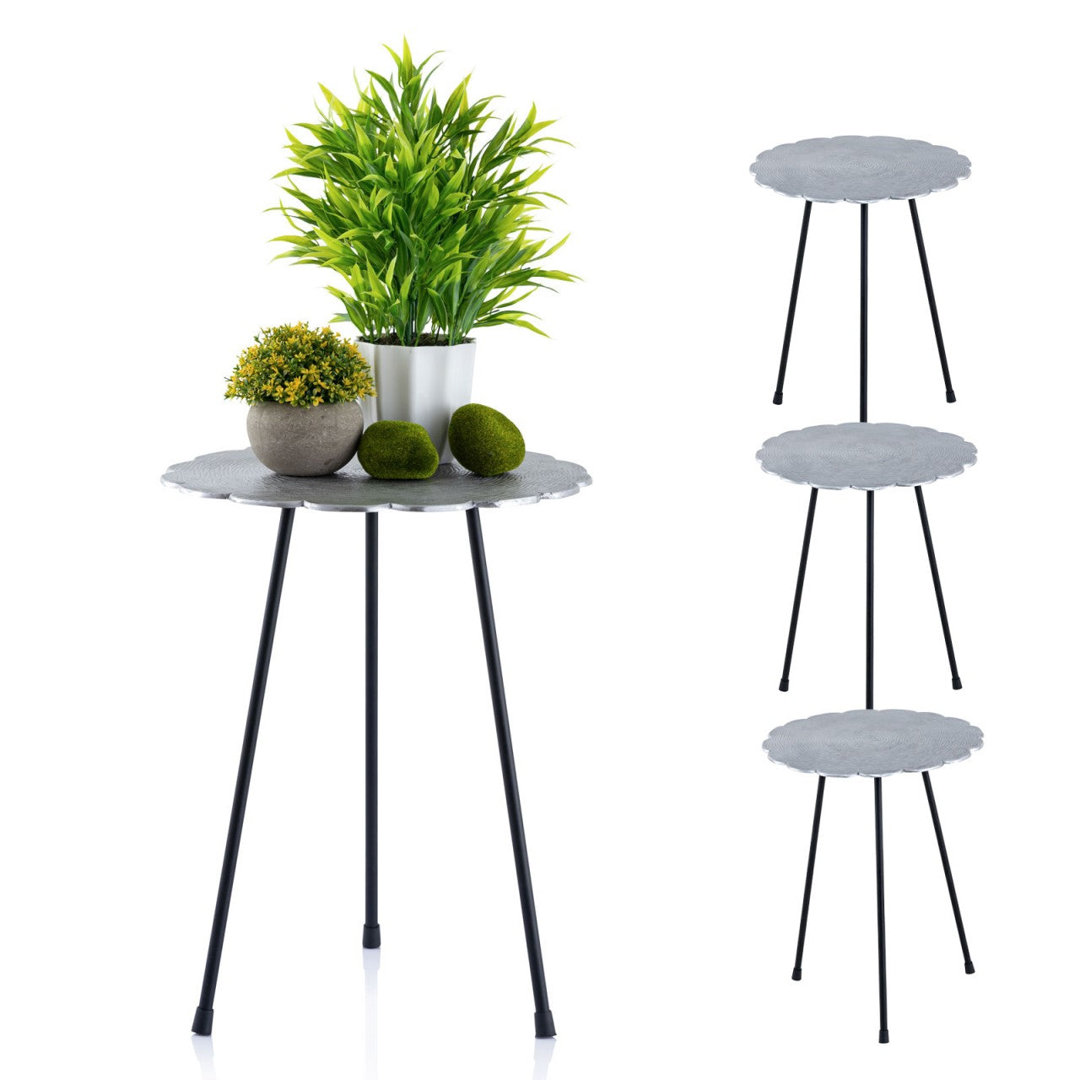 SVJ Side table Evyl - 35x35x45 cm - Aluminium - Silver - Set of 4
