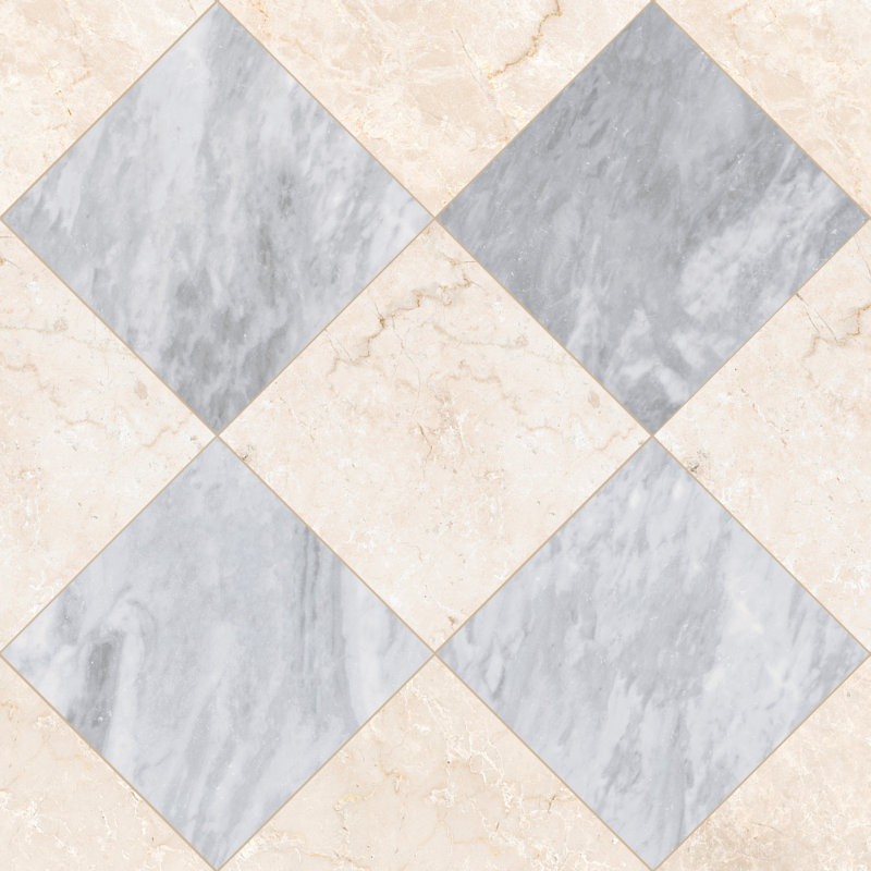 Tavari damier 10 x 10 Botticino et Bardiglio, Gris/beige