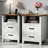 Set of 2 Farmhouse Nightstands with Charging Station & USB-C, 18" Wide 2 Drawers Wood Bedside Table with Open Shelf, White & Walnut-803896271-803896268